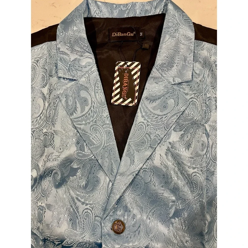 New DiBanGu Men's Carolina Blue vest and tie wear size 2XL Prom Formal Wedding‎